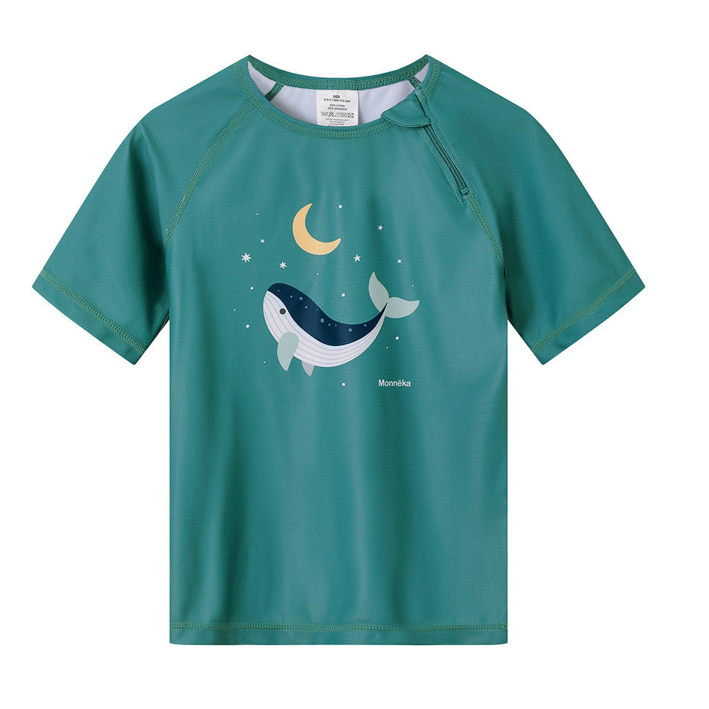 Camiseta Protección Solar Whale Teal - Monnëka