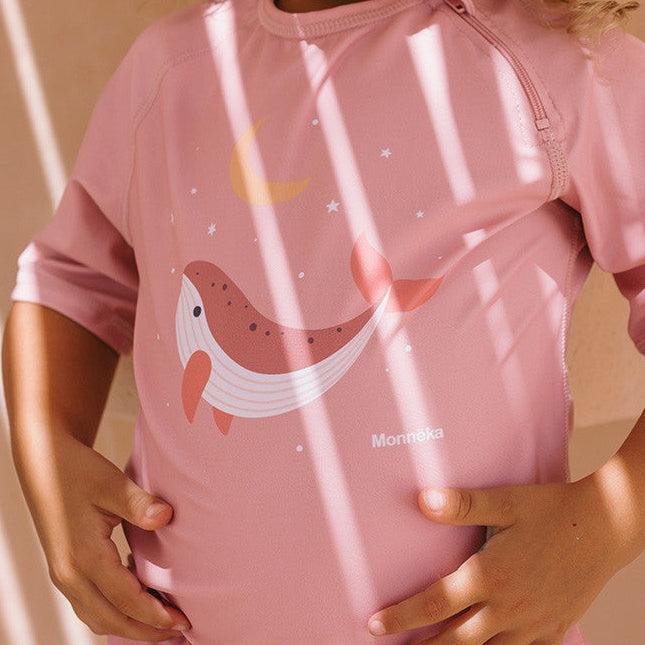 Camiseta Protección Solar Whale Pink - Monnëka