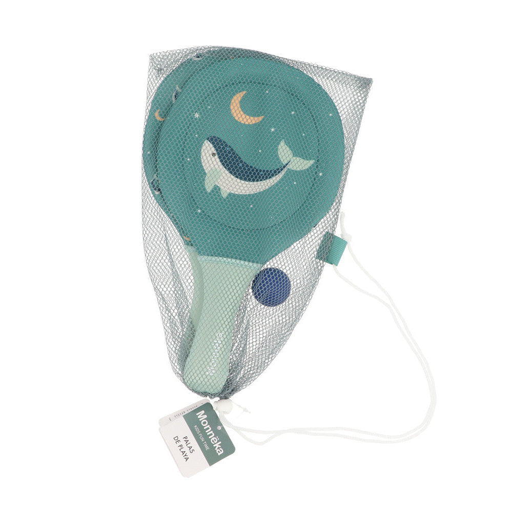 Palas de Playa Neopreno Whale Teal con Pelota - Monnëka