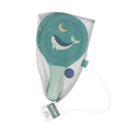 Palas de Playa Neopreno Whale Teal con Pelota - Monnëka