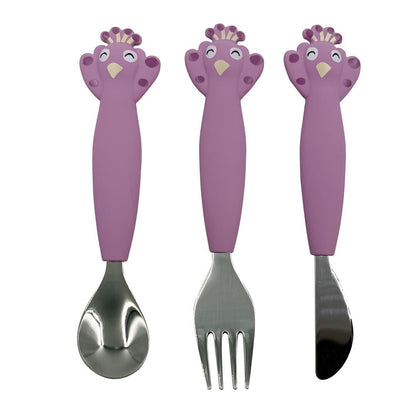Set 3 cubiertos silicona Mrs. Peacock - Trixie