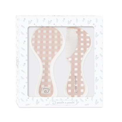 Cepillo y peine cuadro rosa - Pasito a Pasito