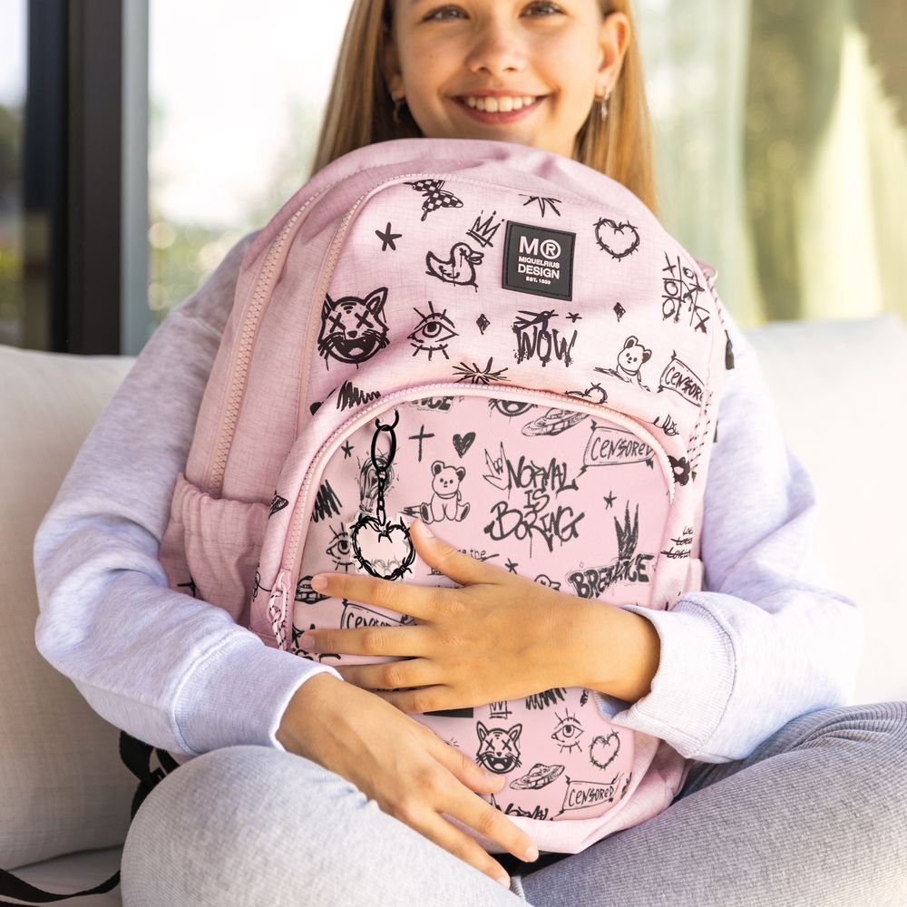 Mochila triple Oslo Not Boring Rosa  - Miquelrius