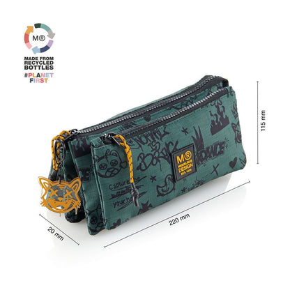 Estuche portatodo cuádruple Not Boring Verde - Miquelrius