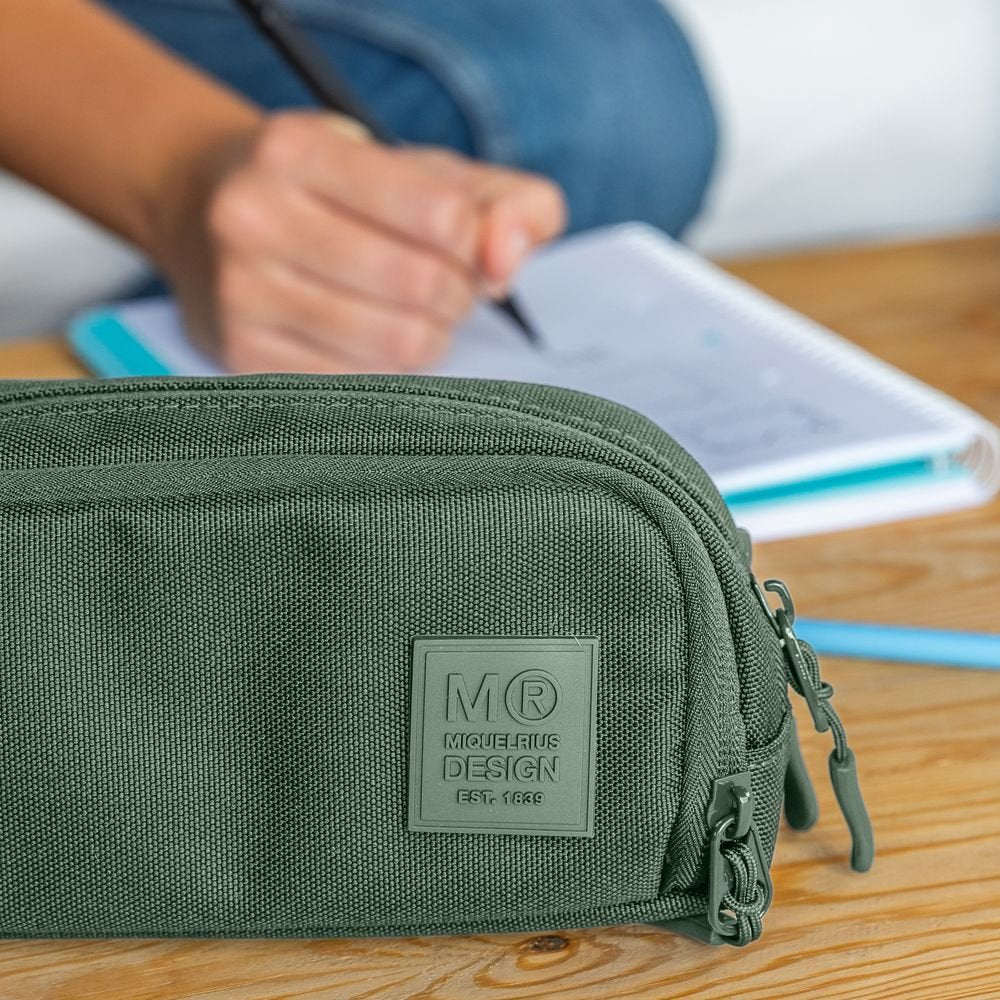 Portatodo Triple con Organizador Reciclado Raw Verde - Miquelrius