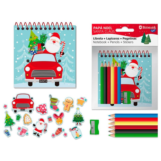 Mini Libreta Papá Noel Con Colores y Pegatinas