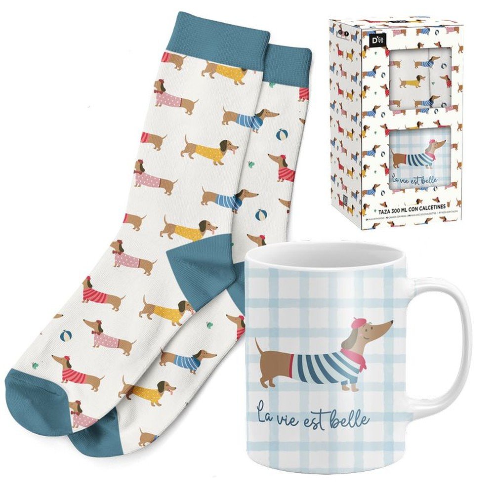 Set Regalo Taza 300 ml con Calcetines Teckel – La Vie Est Belle