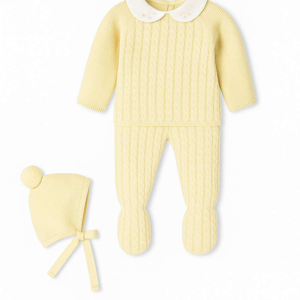 Traje 3P con trencitas con cuello Cloud Braide Amarillo - Mac Ilusión