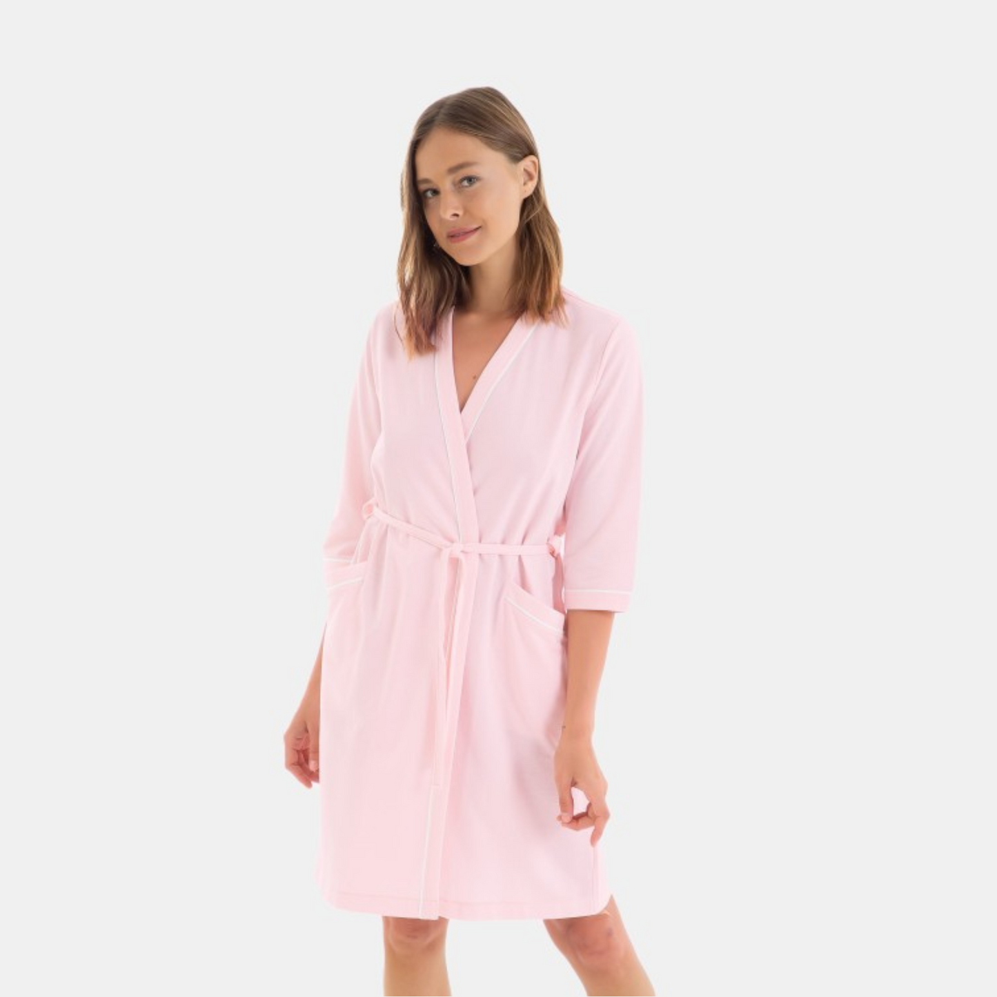 Bata cruzada manga 3/4 rosa - Massana