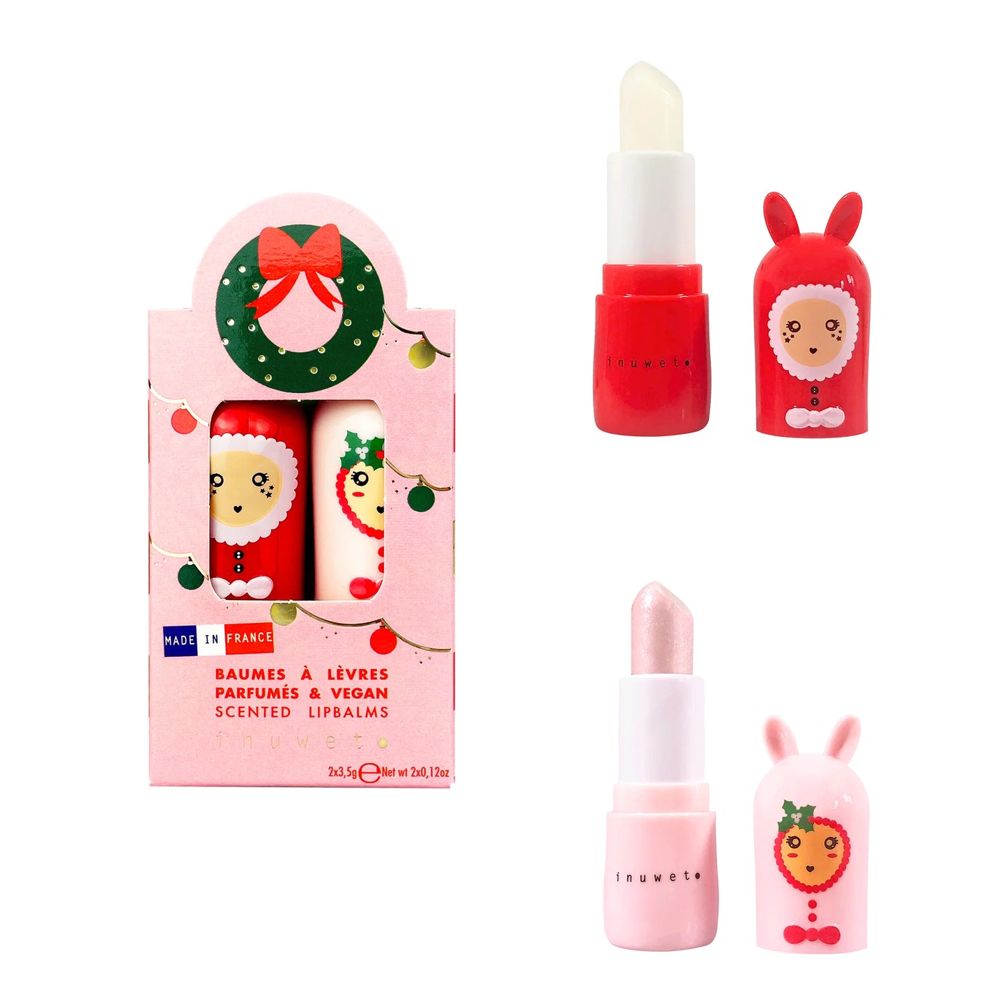 Caja regalo Corona Navidad con 2 labiales - Inuwet