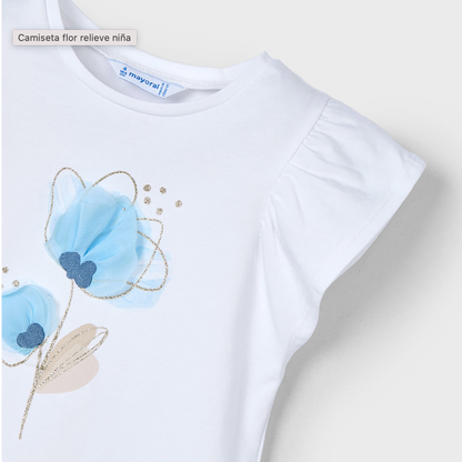 Camiseta flor relieve niña Mayoral