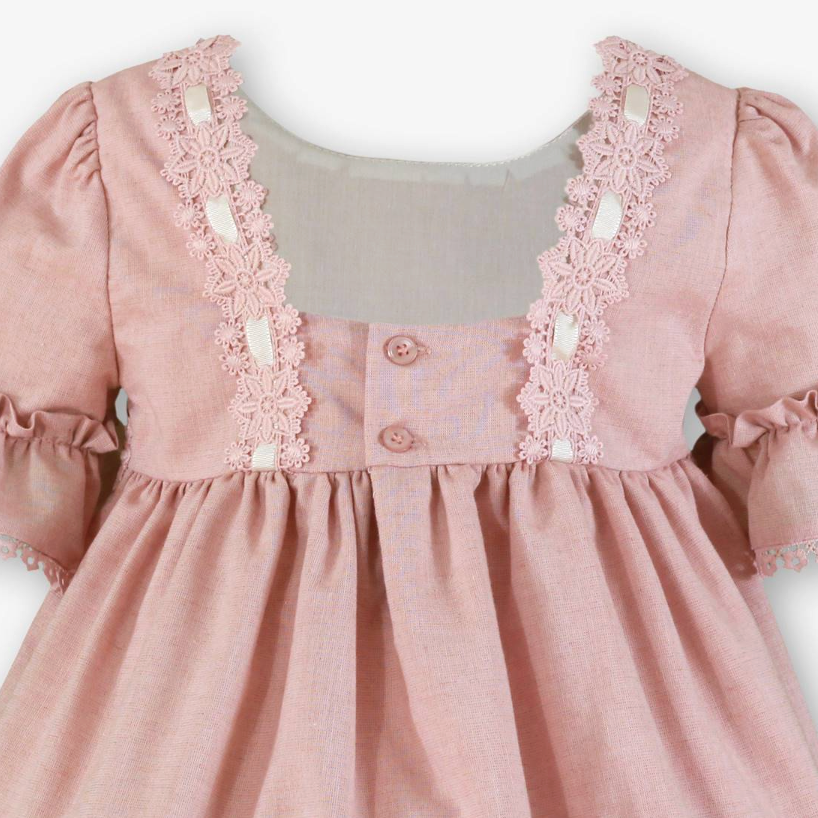 Vestido niña Rosa Palo volante  - Miranda