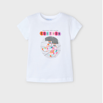 Camiseta básica blanca niña Mayoral