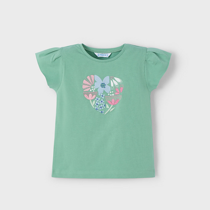 Camiseta menta estampada niña Mayoral