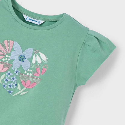 Camiseta menta estampada niña Mayoral