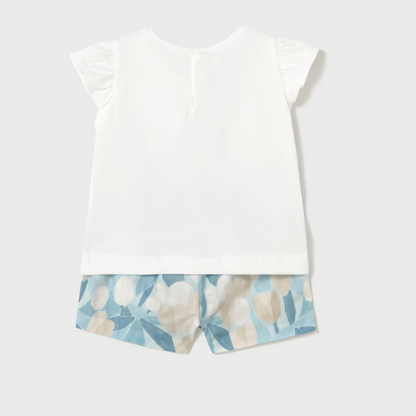 Conjunto pantalón corto floral azul y camiseta - Mayoral