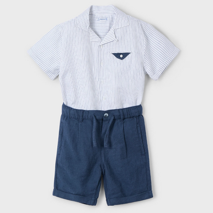 Conjunto vestir bermuda y camisa azul - Mayoral
