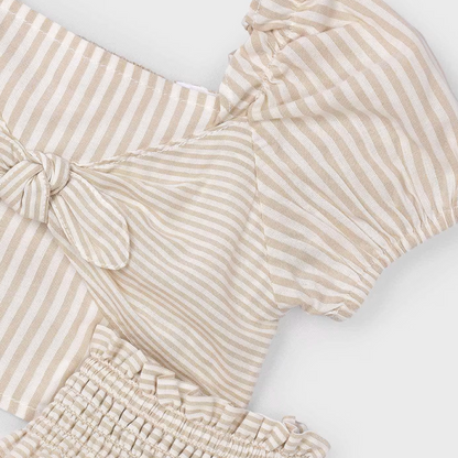Conjunto falda y top rayas beige - Mayoral