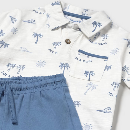 Conjunto bermuda y polo sol y olas azul - Mayoral