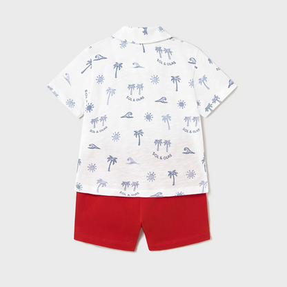Conjunto bermuda y polo sol y olas rojo - Mayoral