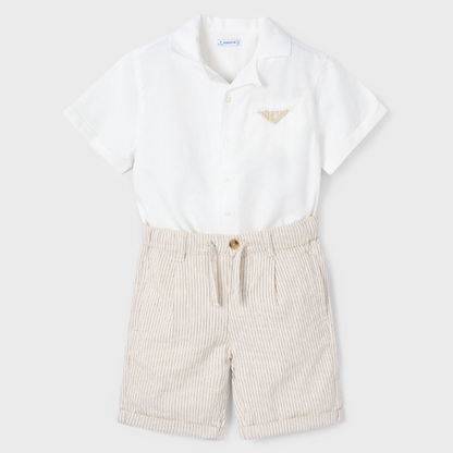 Conjunto vestir bermuda y camisa beige - Mayoral