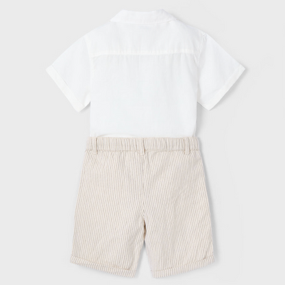Conjunto vestir bermuda y camisa beige - Mayoral
