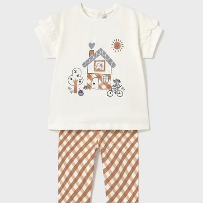 Conjuto legging vichy camel - Mayoral