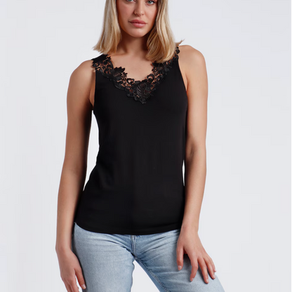 Camiseta escote guipur negra - Admas