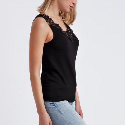 Camiseta escote guipur negra - Admas