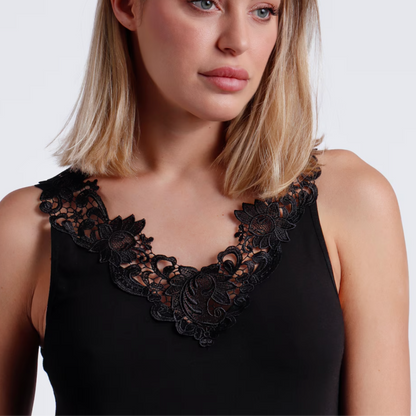 Camiseta escote guipur negra - Admas