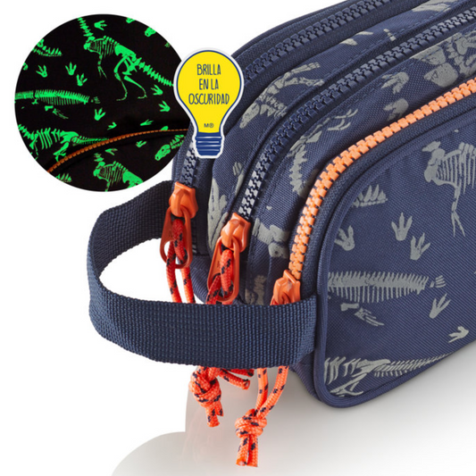Estuche portatodo triple con asa Dinoworld - Miquelrius