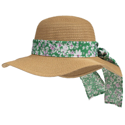 Sombrero Canotier pañuelo flores verdes - Isotoner