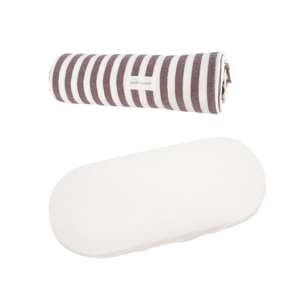 Sabana Ajustable Cuco + Muselina Cherry rayas - Pasito a Pasito