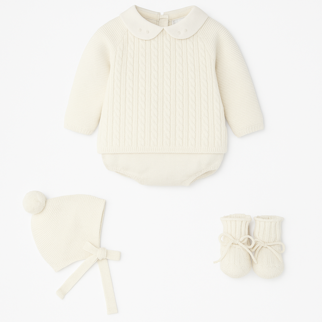 Traje 4P con trencitas con cuello Cloud Braide Natural - Mac Ilusión