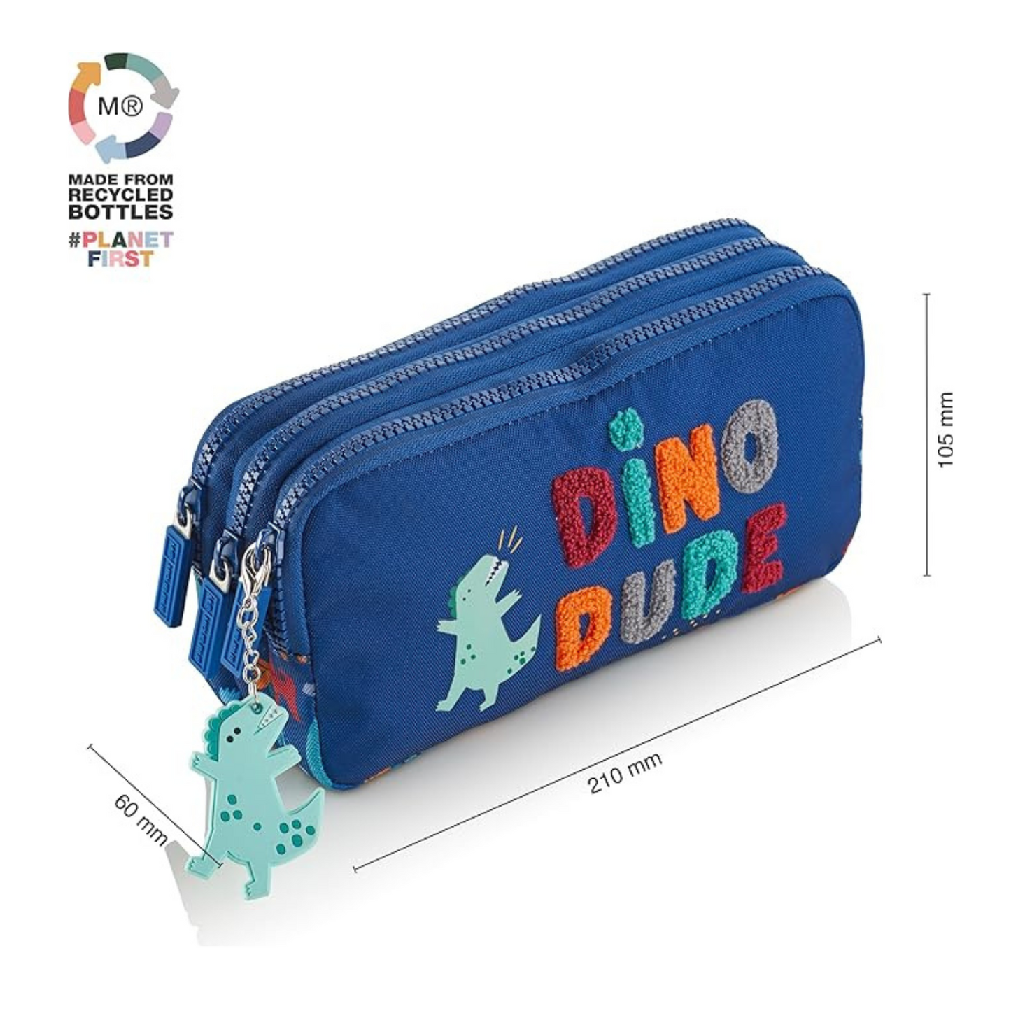 Estuche portatodo triple Dino Dude - Miquelrius