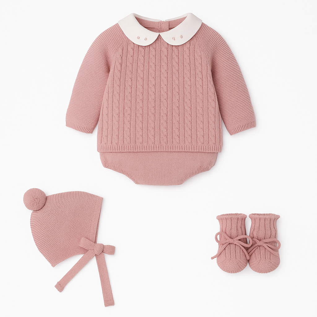 Traje 4P con trencitas con cuello Cloud Braide Rosa - Mac Ilusión