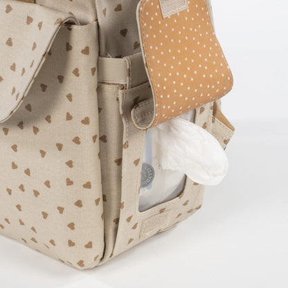 Mochila corazones Poppy Canela