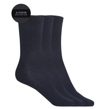 Pack de 3 calcetines marino de algodón lisos - Basix cortos