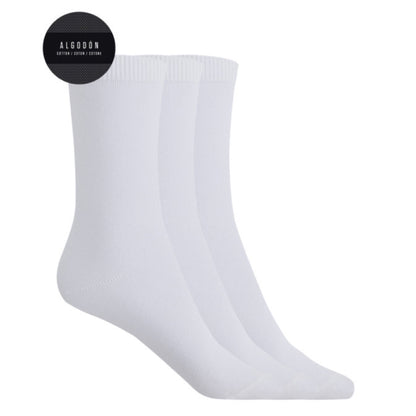 Pack de 3 calcetines blancos de algodón lisos - Basix cortos