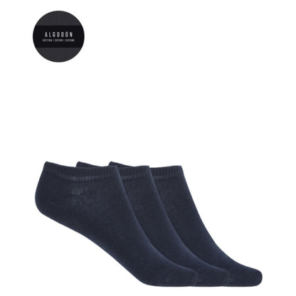 Pack de 3 calcetines de algodón lisos - Basix tobilleros