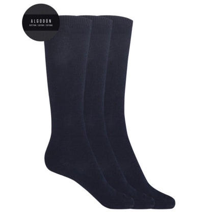 Pack de 3 calcetines marino de algodón lisos - Basix largos