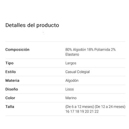 Calcetines de algodón lisos - Basix largos marino