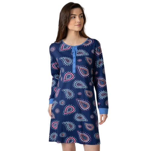 Camisón manga larga gotas marino - Massana