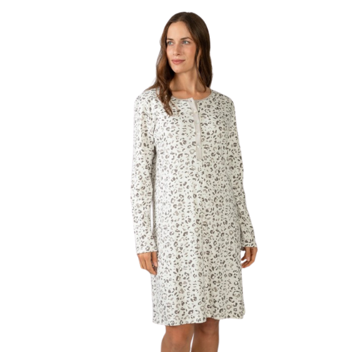 Camisón manga larga animal print gris - Massana