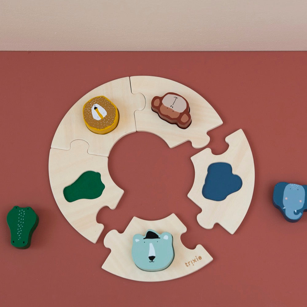 Puzzle redondo animales madera - Trixie