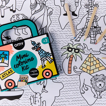 Mini pocket Atlas para colorear - Omy
