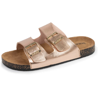 Sandalias dos tiras ajustables rosa metalizado - Isotoner