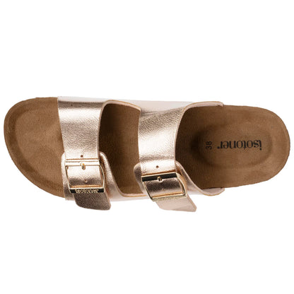 Sandalias dos tiras ajustables rosa metalizado - Isotoner