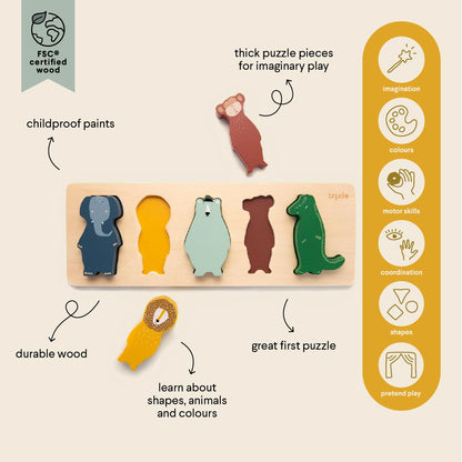 Puzzle formas animales madera - Trixie