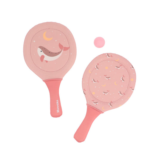 Palas de Playa Neopreno Whale Pink con Pelota - Monnëka